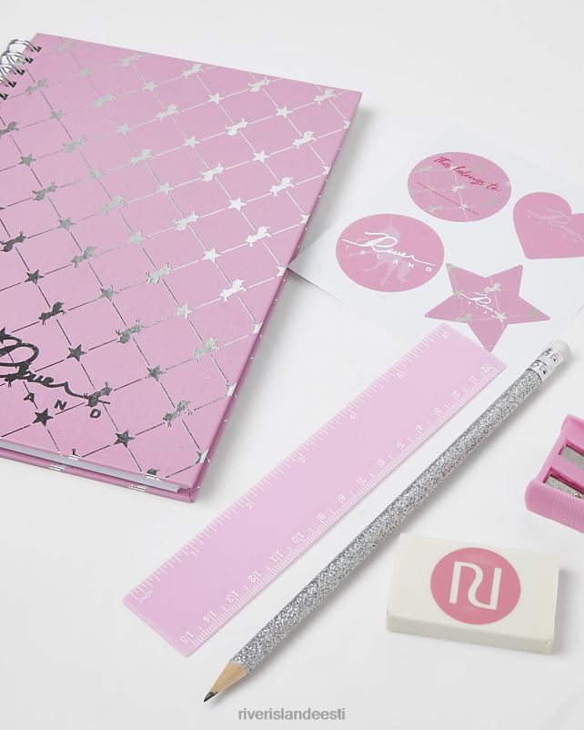 tarvikud roosa tüdrukud River Island ükssarviku kirjatarvete komplekt 44TLL5378