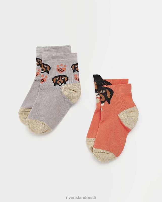 tarvikud korallid tüdrukud River Island mg vorsti koera sokid 2 pakk 44TLL6742