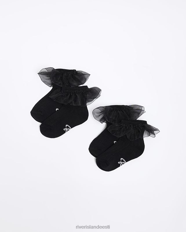 tarvikud must tüdrukud River Island mg frill sokid 2 pakk 44TLL3617