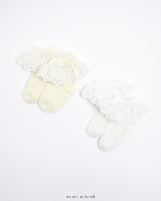 tarvikud valge/kollane tüdrukud River Island bg broderie sokid 44TLL6750