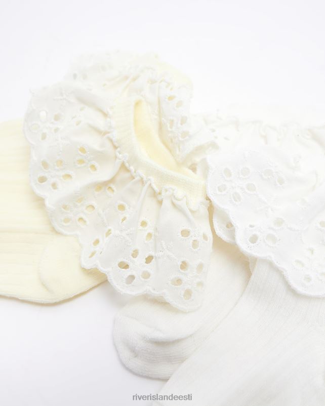 tarvikud valge/kollane tüdrukud River Island bg broderie sokid 44TLL6750