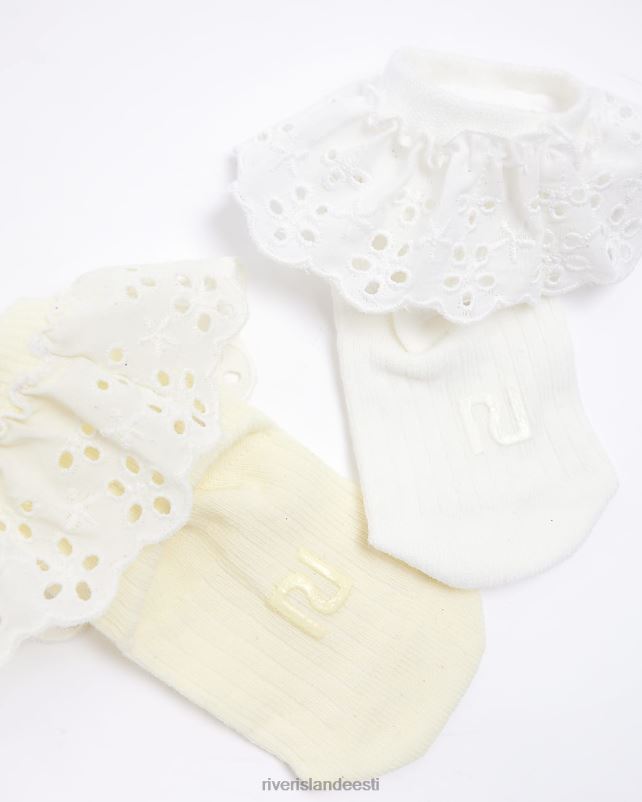 tarvikud valge/kollane tüdrukud River Island bg broderie sokid 44TLL6750