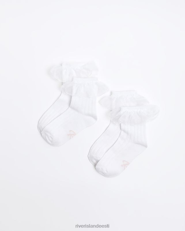 tarvikud valge tüdrukud River Island mg frill sokid 2 pakk 44TLL3616